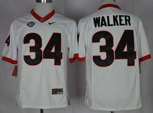 Georgia Bulldogs #34 Herschel Walker White SEC Patch Limited Stitched Jersey