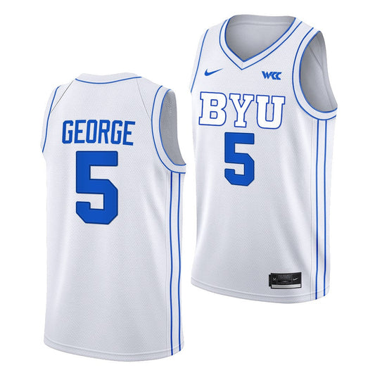 Gideon George Jersey BYU Cougars College Basketball White #5