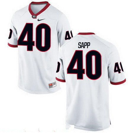Georgia Bulldogs #40 Theron Sapp White Stitched College Football 2016 NCAA Jersey