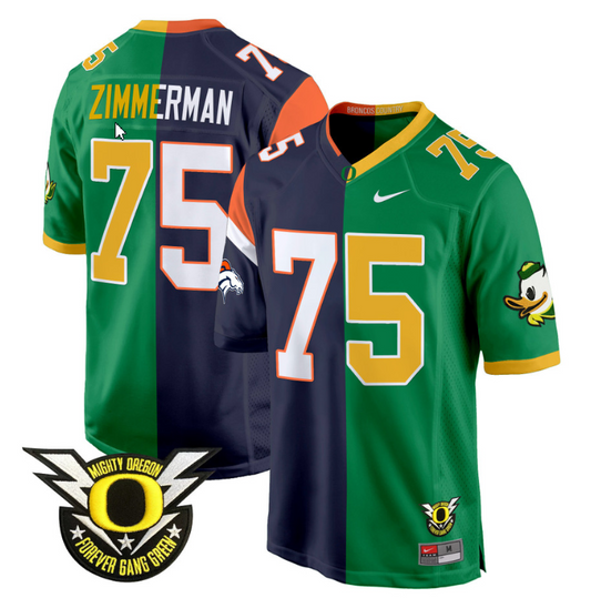 Gary Zimmerman Jersey #75 Oregon Ducks Split Game College Football All Stitched