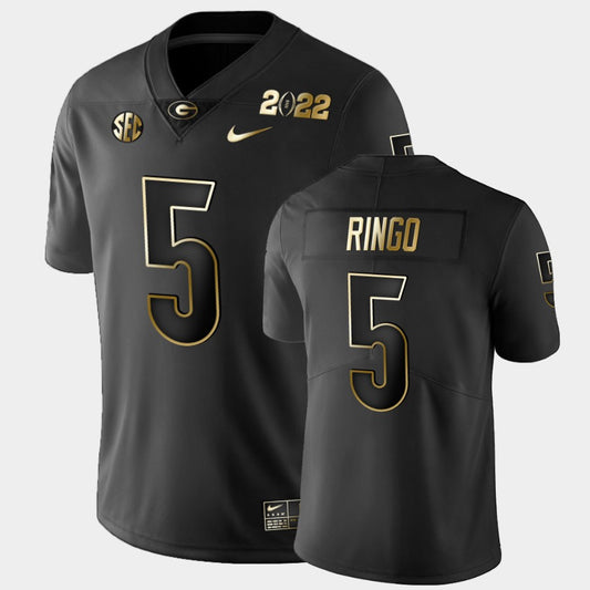 Georgia Bulldogs #5 Kelee Ringo Black 2021 National Champions Golden Jersey