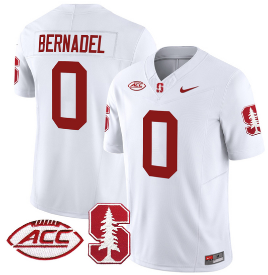 Gaethan Bernadel Jersey #0 Stanford Cardinal Vapor Limited College Football Stitched White