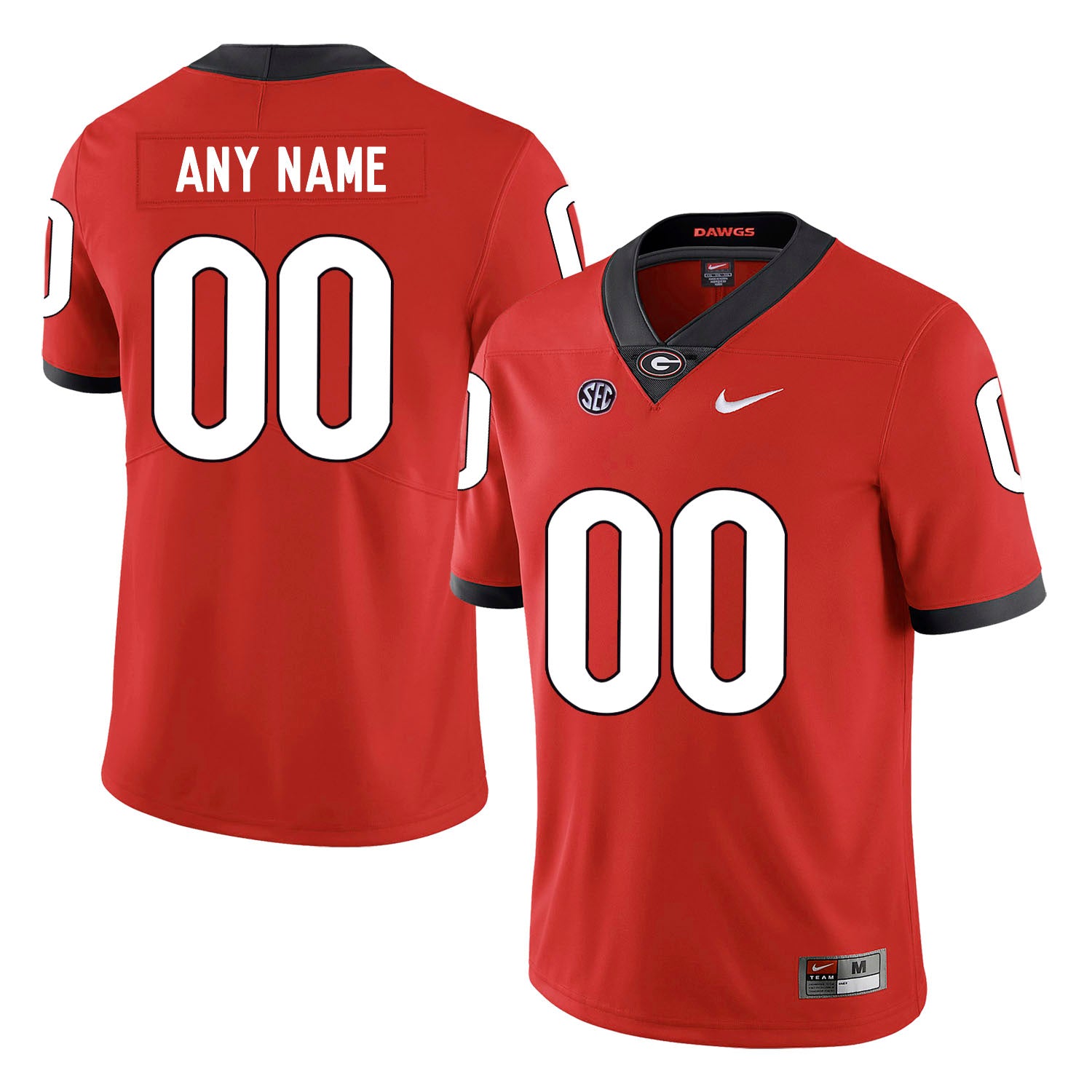 Georgia Bulldogs Custom Name Number Football Jersey Red SEC Patch