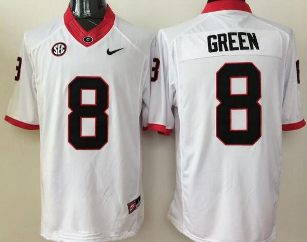 Georgia Bulldogs #8 A. J. Green White Stitched NCAA Limited College Football Jersey