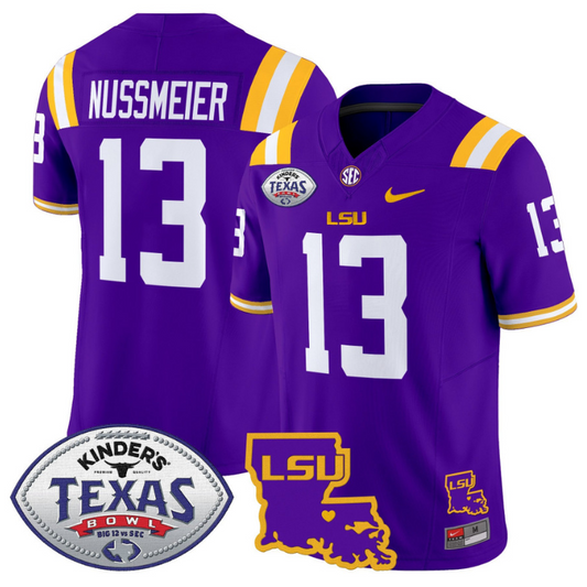 Garrett Nussmeier Jersey #13 LSU Tigers 2024 Texas Bowl Football Stitched Purple