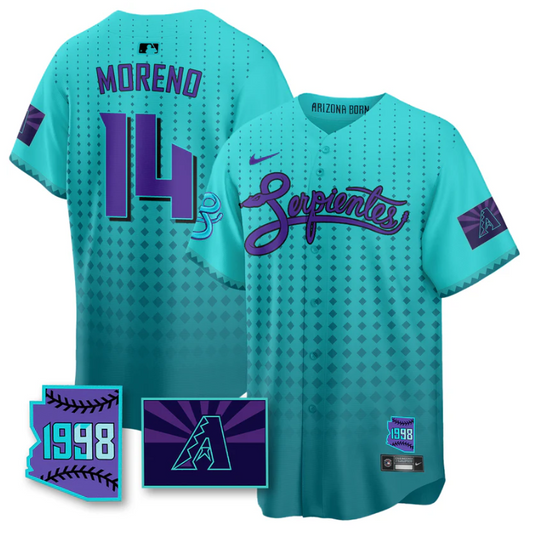 Gabriel Moreno Jersey #14 Arizona Diamondbacks Serpientes City Connect Stitched Teal