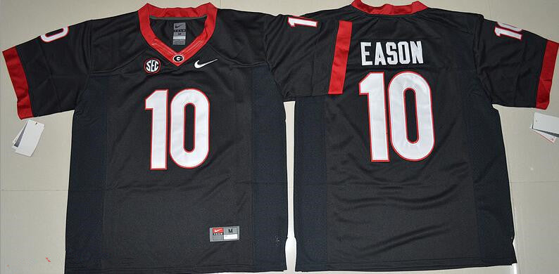 Georgia Bulldogs #10 Jacob Eason Black Stitched NCAA Limited College Football Jersey