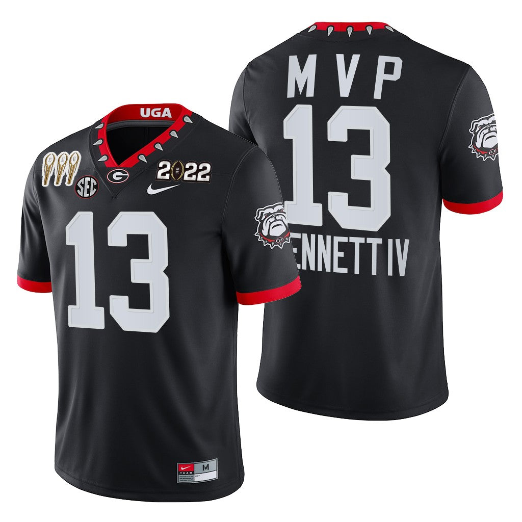 Georgia Bulldogs #13 Stetson Bennett IV 3-Times CFP National Champions Jersey Black MVP