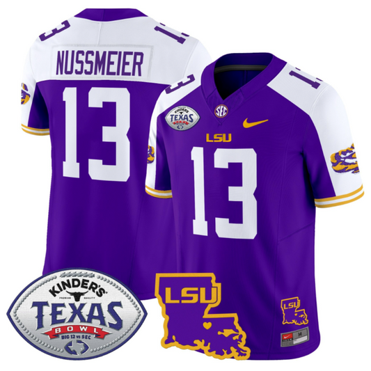 Garrett Nussmeier Jersey #13 LSU Tigers 2024 Texas Bowl Football Purple Alternate