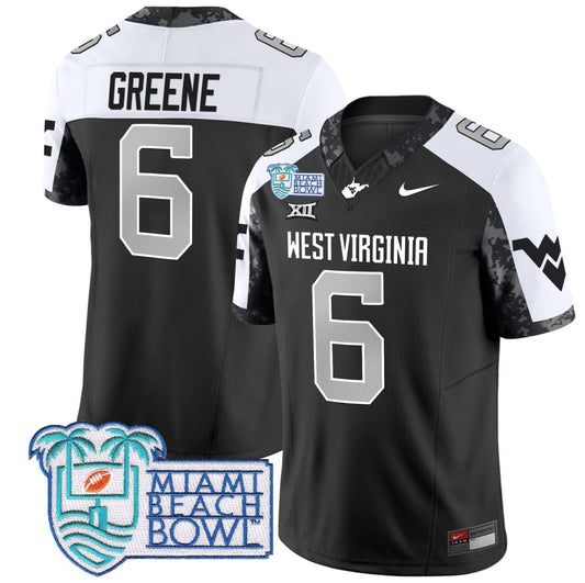 Garrett Greene Jersey #6 West Virginia Mountaineers 2025 Miami Beach Bowl Alternate