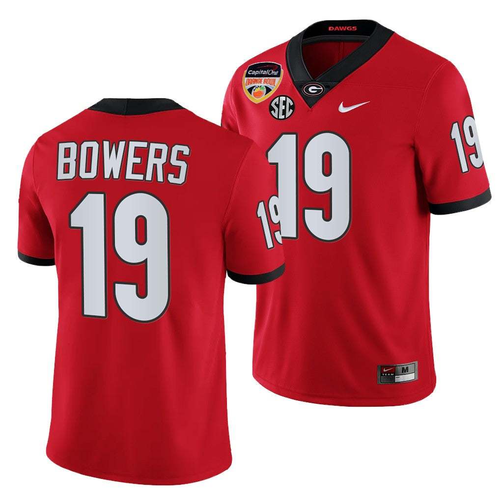 Georgia Bulldogs #19 Brock Bowers 2021 Orange Bowl Jersey Red College Football
