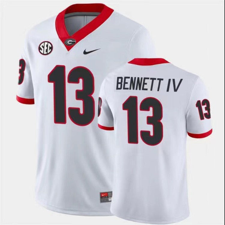 Georgia Bulldogs #13 Stetson Bennett IV Jersey Game College Football Jerseys - White Home