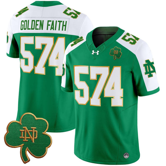 Golden Faith Jersey #574 Notre Dame 2025 Vapor Limited V3 Stitched Green Alter