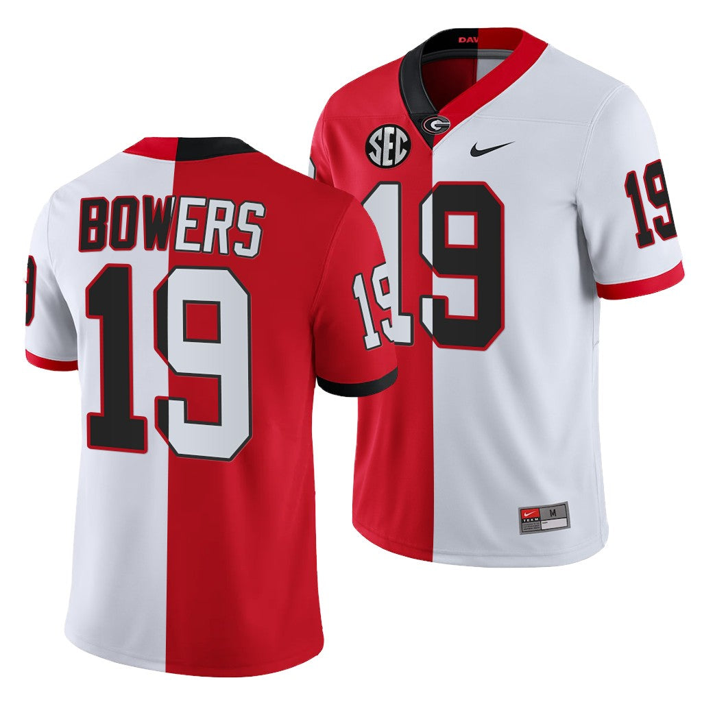 Georgia Bulldogs #19 Brock Bowers Red White 2021-22 Split Edition College Football Jersey