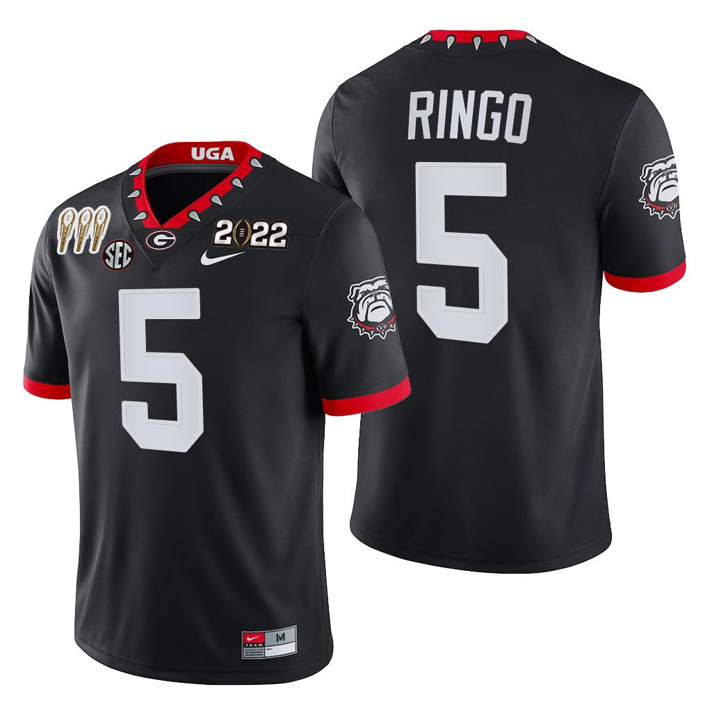 Georgia Bulldogs #5 Kelee Ringo 3-Times CFP National Champions Jersey Black Alternate Uniform