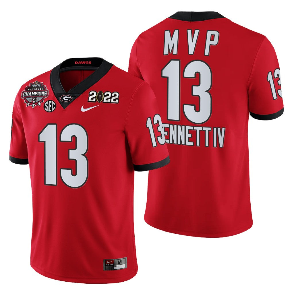 Georgia Bulldogs #13 Stetson Bennett IV 2021-22 CFP National Champions MVP Jersey Red