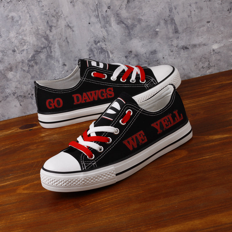 Georgia Bulldogs Limited Print NCAA College Students Low Top Canvas Shoes Sport Sneakers 1