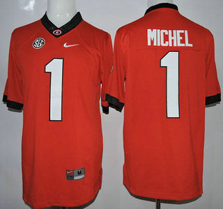 Georgia Bulldogs #1 Sony Michel Red 2015 College Football Limited Jersey