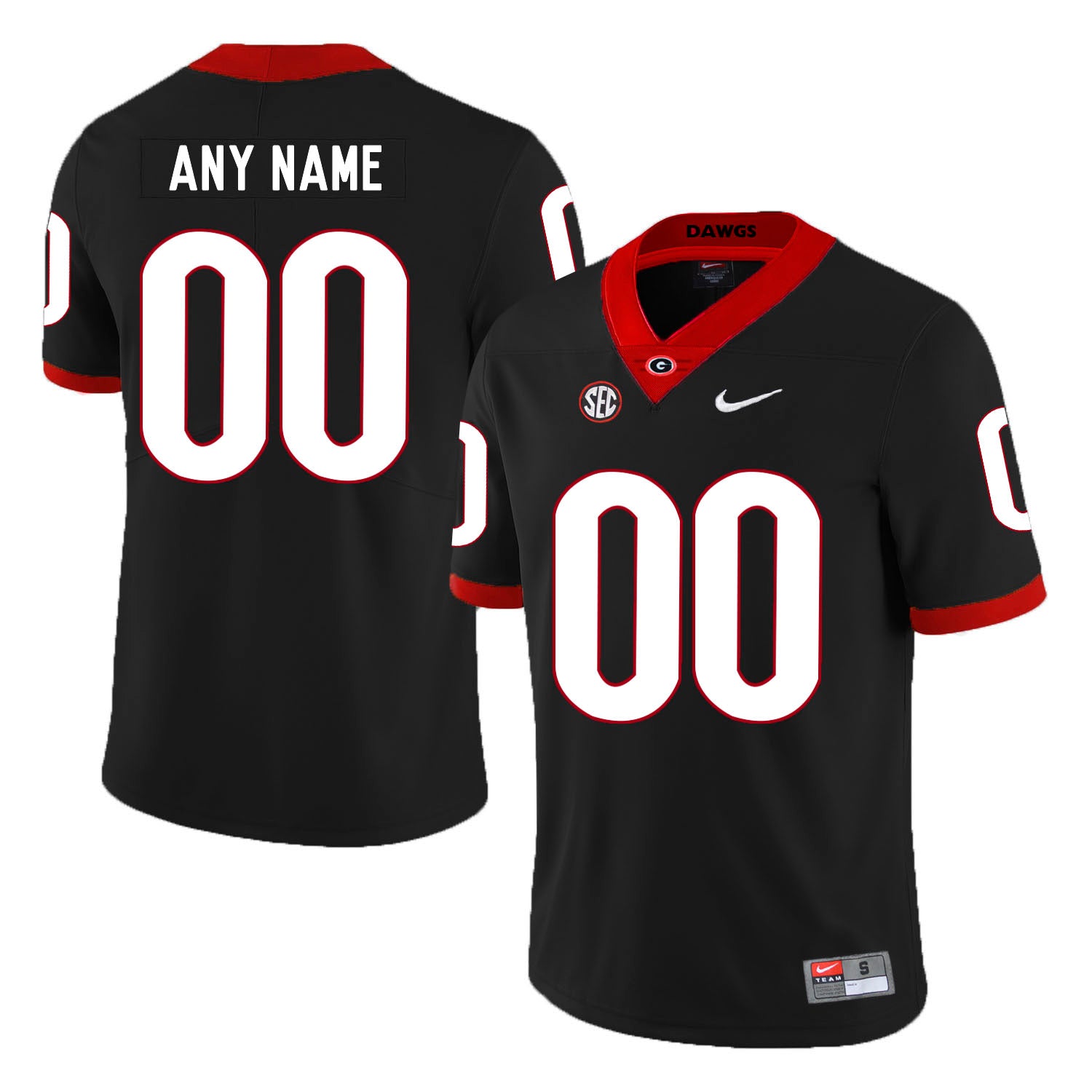 Georgia Bulldogs Custom Name Number Football Jersey Black