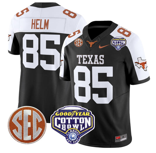 Gunnar Helm Jersey #85 Texas Longhorns Cotton Bowl Patch Black Alternatea