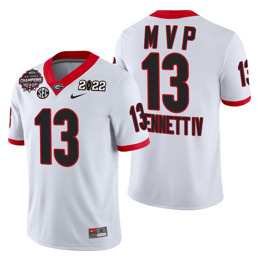 Georgia Bulldogs #13 Stetson Bennett IV 2021-22 CFP National Champions MVP White Jersey