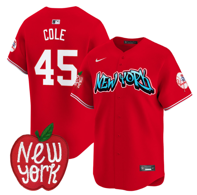 Gerrit Cole Jersey #45 New York Yankees Apple Patch Vapor Premier Limited Stitched Red