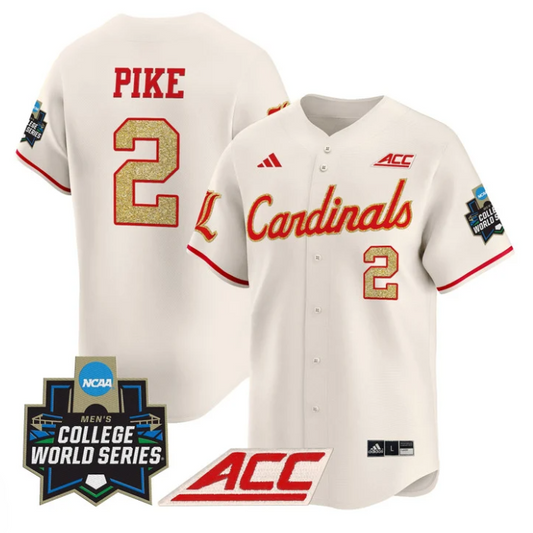 Garret Pike Jersey #2 Louisville Cardinals 2025 World Series Stitched Cream