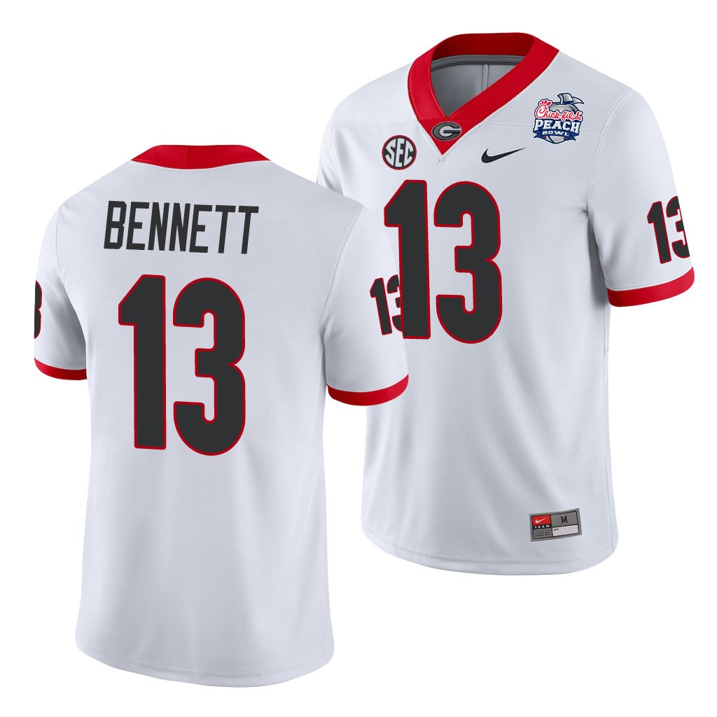 Georgia Bulldogs #13 Stetson Bennett 2021 Peach Bowl White College Football Jersey