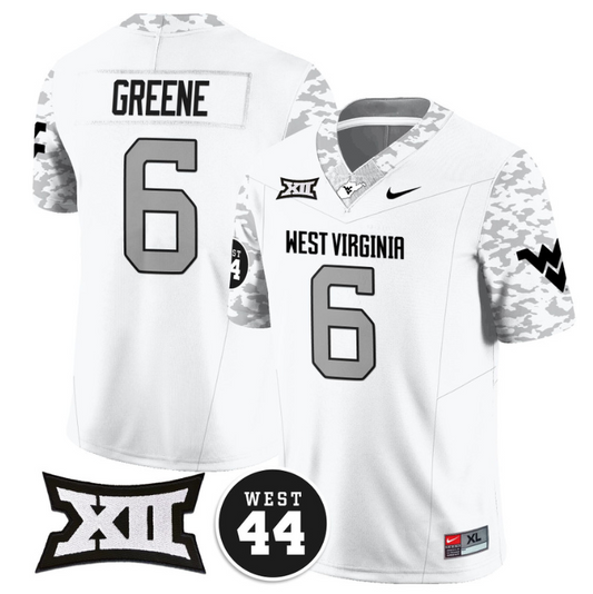 Garrett Greene JGarrett Greene Jersey #6 West Virginia Mountaineers 2024 Vapor Limited Football Honor Jerry West Stitched Whiteersey #6 West Virginia Mountaineers 2024 Vapor Limited Football Honor Jerry West Stitched Navy (Copy)