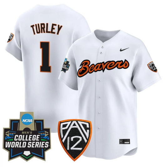 Gavin Turley Jersey #1 Oregon State Beavers 2025 World Series Stitched White