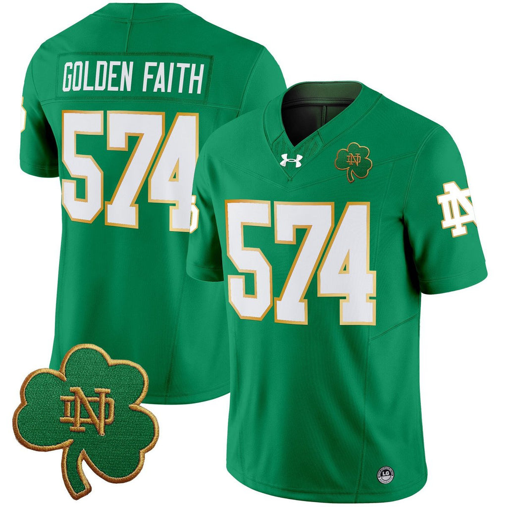 Golden Faith Jersey #574 Notre Dame 2025 Vapor Limited V3 Stitched Green