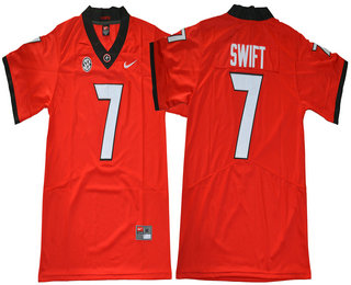 Georgia Bulldogs #7 D'Andre Swift Red Limited 2017 College Football Stitched NCAA Jersey