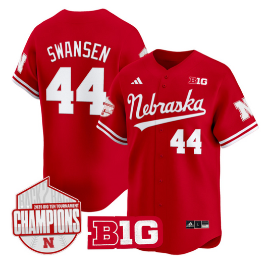 Gabe Swansen Jersey #44 Nebraska Huskers Back 2 Back Champions Patch Vapor Limited Stitched Scarlet