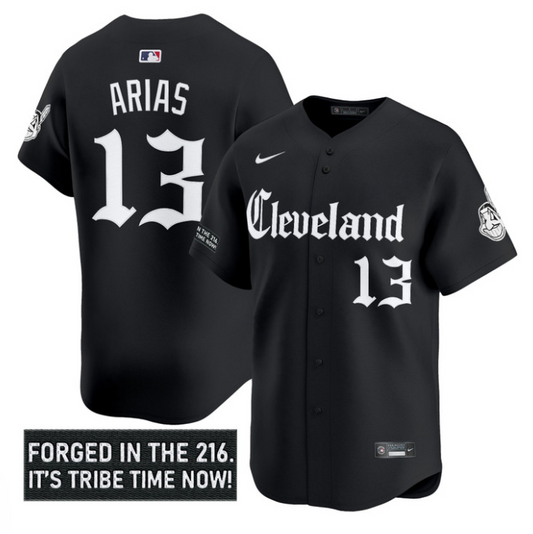 Gabriel Arias Jersey #13 Cleveland Indians Gothic Iron Edition Stitched Black