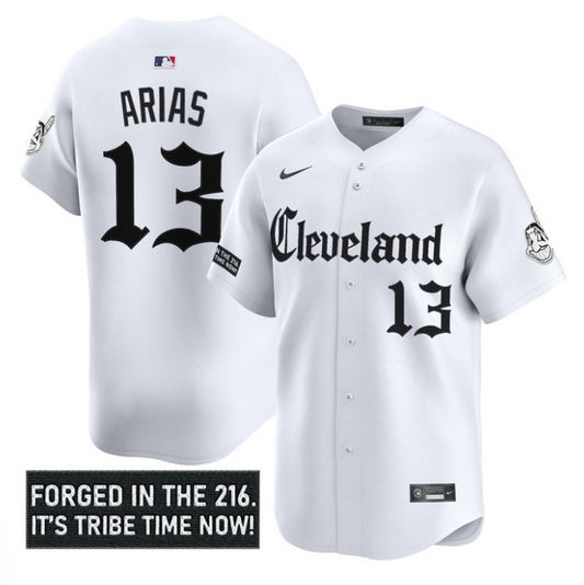 Gabriel Arias Jersey #13 Cleveland Indians Gothic Iron Edition Stitched White