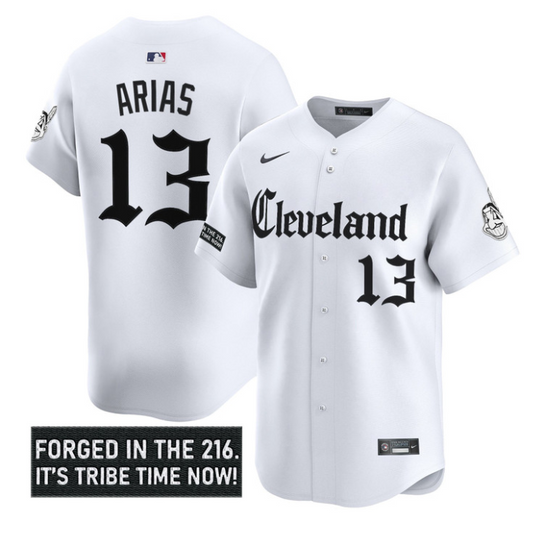 Gabriel Arias Jersey #13 Cleveland Indians Gothic Iron Edition Stitched White