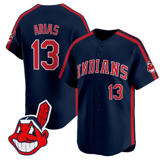 Gabriel Arias Jersey #13 Cleveland Indians Ricky Wild Thing Vaughn Stitched Navy
