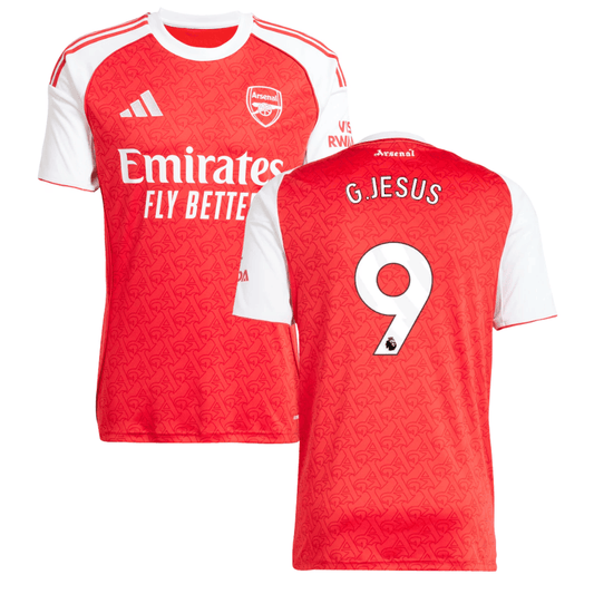 Gabriel Jesus #9 Arsenal 2025-26 Home Jersey – Red