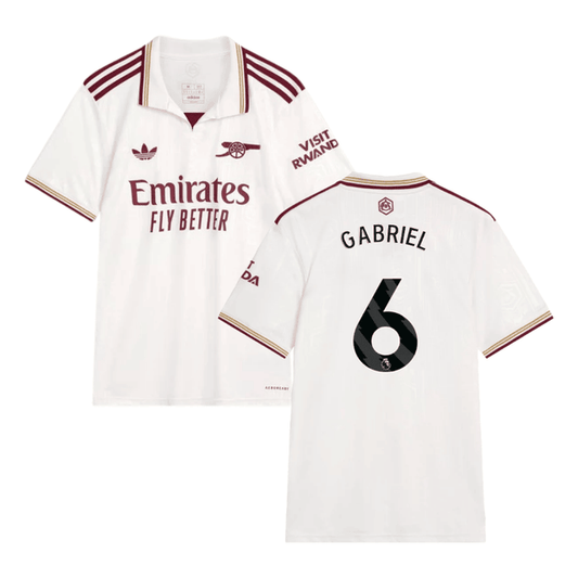 Gabriel Magalhaes #6 Arsenal 2025-26 Third Jersey – Cream