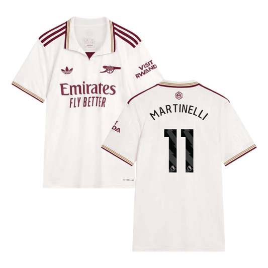Gabriel Martinelli #11 Arsenal 2025-26 Third Jersey – Cream