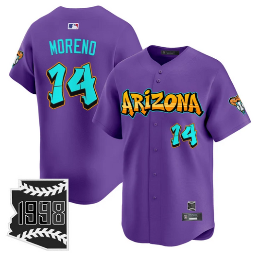Gabriel Moreno Jersey #14 Arizona Diamondbacks Graffiti Desert Ink Purple