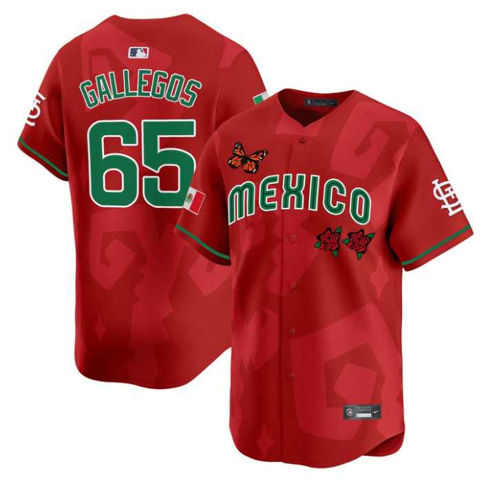 Gallegos Jersey #65 Mexican Heritage 2025 Sentrock Vapor Limited Stitched Red