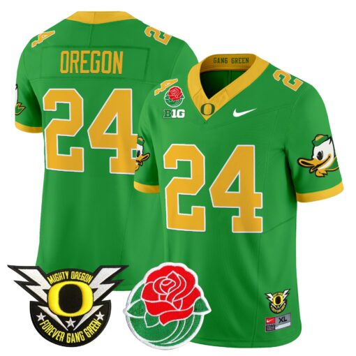 Oregon Jersey #24 Oregon Ducks 2025 Rose Bowl Game Patch Vapor White