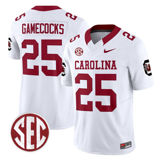 Gamecocks Jersey #25 Carolina 1980 Throwback Rebrand 2026 Stitched White