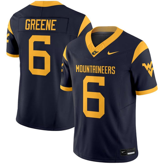 Garrett Greene Jersey #6 West Virginia Mountaineers 2025 Vapor Stitched Navy