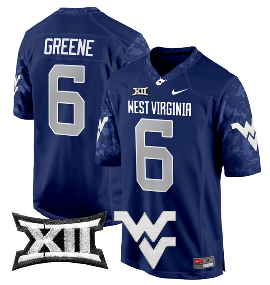 Garrett Greene Jersey #6 West Virginia Mountaineers Game Football Navy
