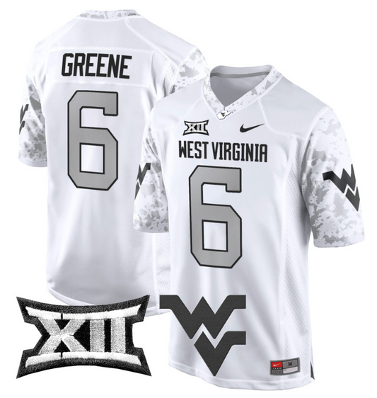 Garrett Greene Jersey #6 West Virginia Mountaineers Game Football White