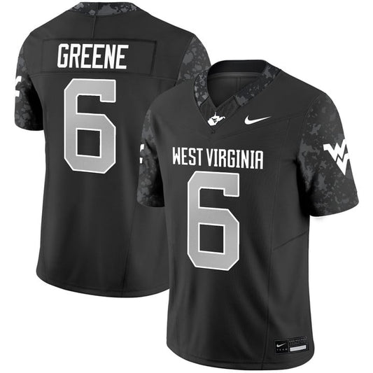 Garrett Greene Jersey #6 West Virginia Mountaineers 2025 Vapor Stitched Coal