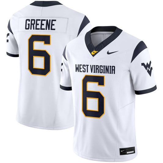Garrett Greene Jersey #6 West Virginia Mountaineers 2025 Vapor Stitched White