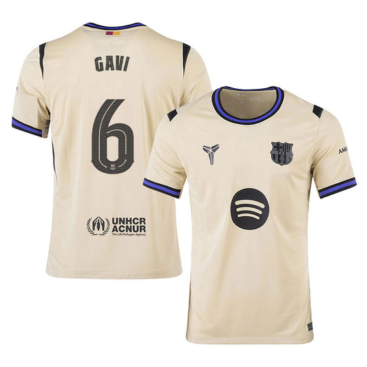 Gavi #6 Barcelona 2025-26 Away Jersey – Cream